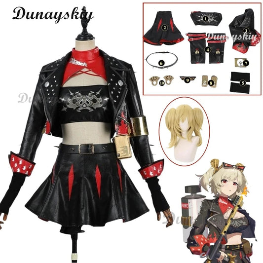 Burnice Weißes Cosplay-Kostüm, Perücke, Haar, Zenless Zone Zero, Rollenspiel, Halloween-Party, Brille, Frau, Comic-Con-Verkleidung, Kampfset So ist Leben
