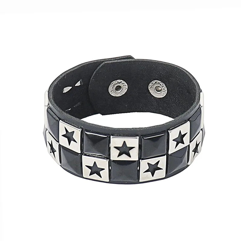 Punk Niet Stern PU Leder Armband Für Frauen Männer Hip Hop Gothic Dark Girl Rock Schmuck Anhänger Liebe Kette Hip Hop Zubehör So ist Leben
