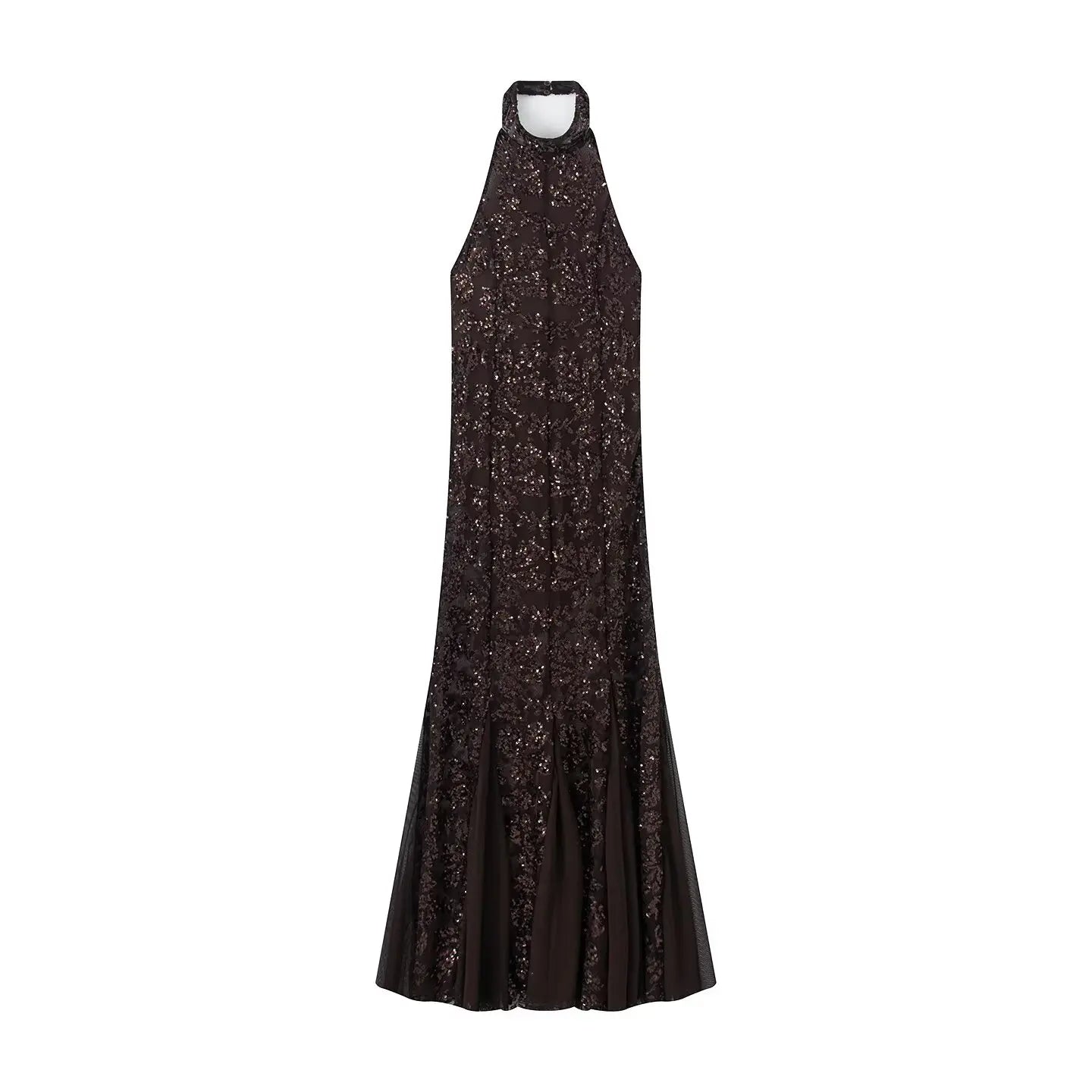 HH Damen Neues Modisches Abendkleid Sommer Ärmellos Rückenfrei Pailletten Bestickt Neckholder Dekoration Sexy Langes Kleid So ist Leben