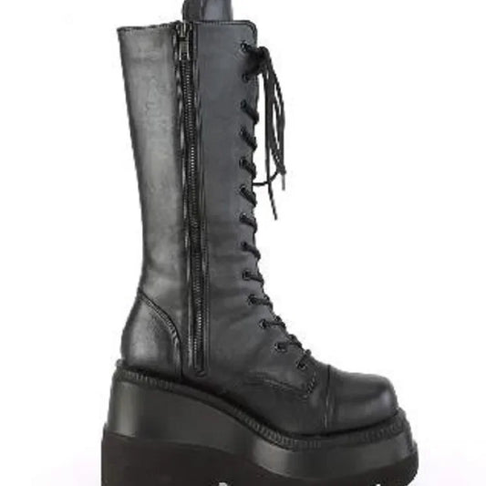 Heißer Verkauf der Saison, Gothic-Stil, dicker Boden, Stiefeletten, Motorrad-Ritterstiefel, nicht über dem Knie, großer Kopf, schlanke, hohe Röhrenstiefel So ist Leben
