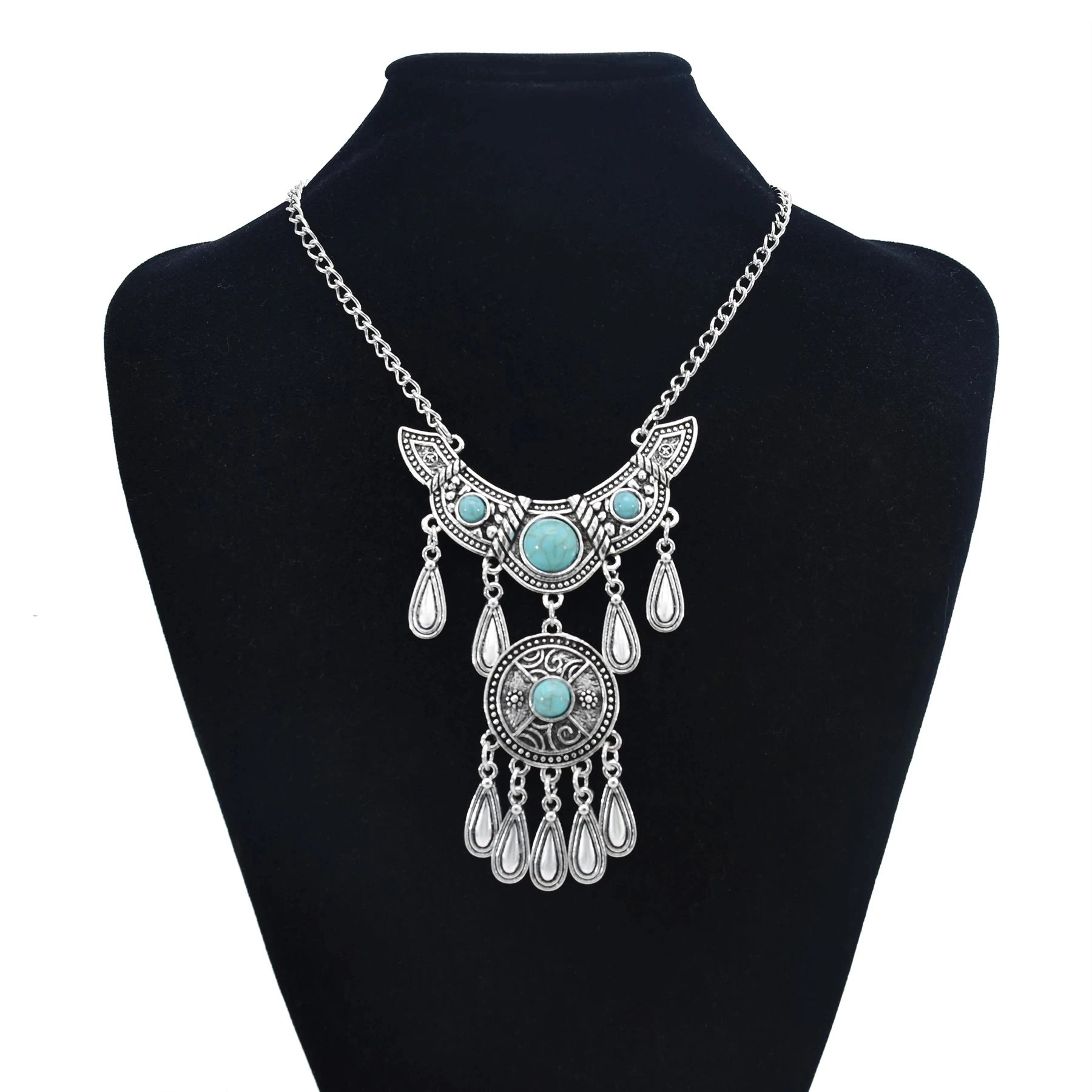 Türkei Bohemian Schwarz Blau Stein Ethnische Münze Quaste Halskette Türkische Gypsy Boho Strand Halsband Lätzchen Indien Halskette für Frauen Party So ist Leben