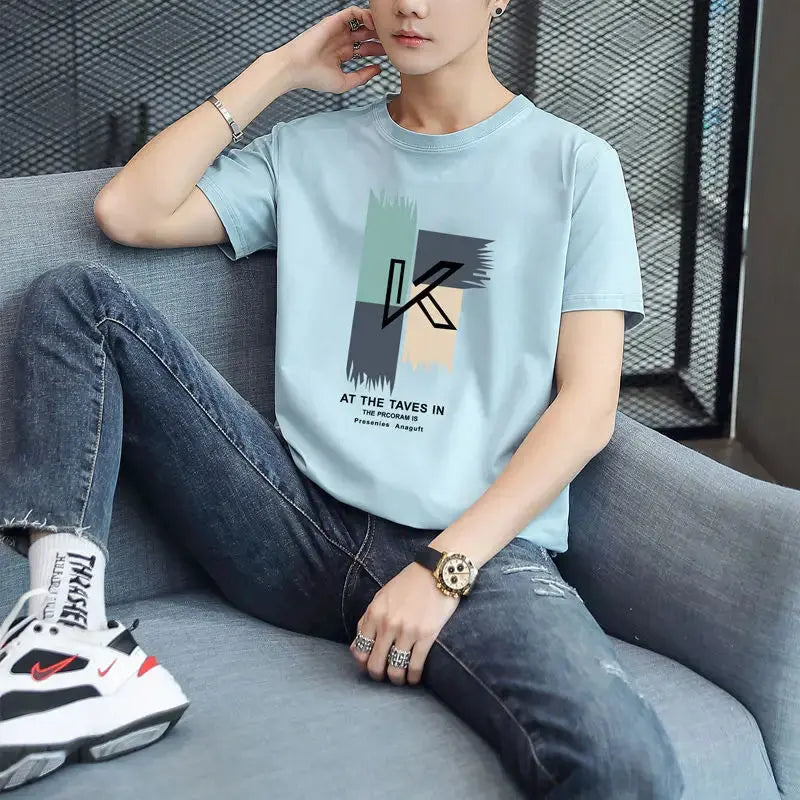 Weißes, meliertes, bequemes Streetwear-T-Shirt aus Baumwolle mit Grafik - So ist Leben