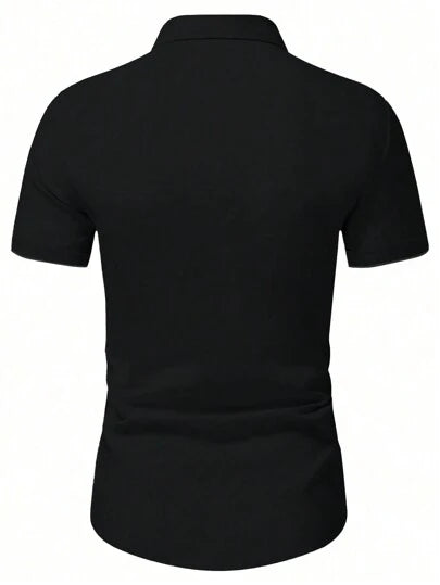 Minimalistisches Sommerhemd für Herren mit kurzen Ärmeln, modisches T-Shirt mit schwarzem Pferde-Logo und Kontrastfarben, Geschenk für Männer So ist Leben