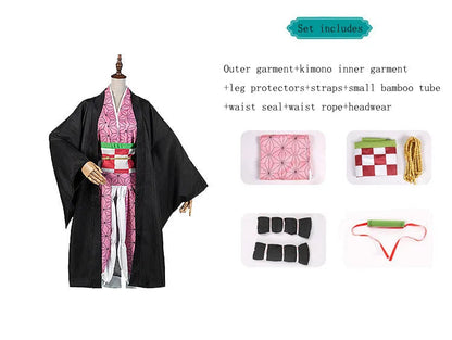 Dämonentöter Kamado Tanjirou Zenitsu Giyuu Cosplay Kostüm Anime Set für Kinder Mann Halloween Dress UpHalloween Frauen Kinder So ist Leben