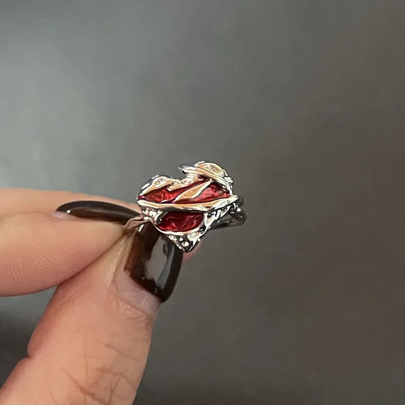 Y2K Kristall Ringe Kpop Herz Einstellbare Ring Unregelmäßige Geometrie Punk Vintage Ringe Set für Frauen Mädchen Neue Mode Schmuck So ist Leben