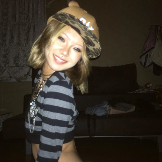 Karrram trashy y2k Crop Top japanische 1920er Jahre Stil gestreifte lang ärmel ige T-Shirt Vintage Harajuku High Street Tops American Retro So ist Leben