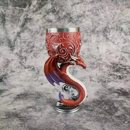 Klassischer Edelstahl‑Kelch mit Drachenmotiv und Strukturdesign So ist Leben