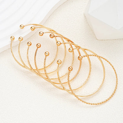 7 Teile/satz Punk Gold Farbe Armbänder für Frauen Streetwear Goth Herz Drucke Metall Design Offene Armreif Mode Schmuck Geschenke 2024 So ist Leben