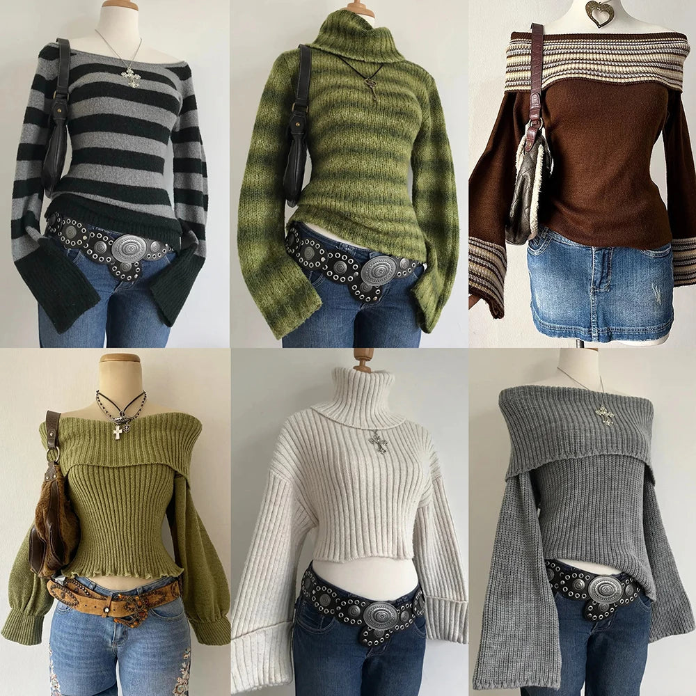 Spicy Girls Stripe Harajuku Y2k Langarm Top Streetwear Rock Goth Chic Crop Top Hip Hop Chic Langarm Pullover Mode Punk So ist Leben