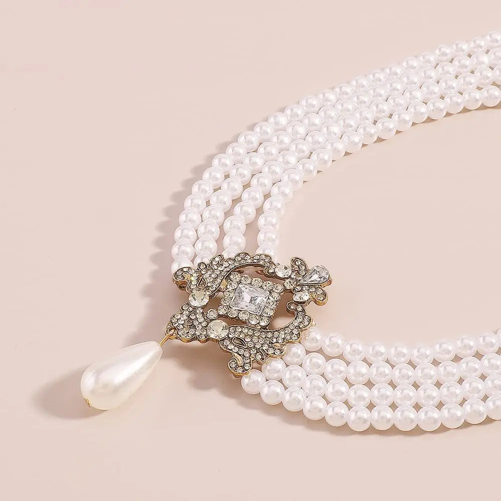 Retro Französisch Gericht Multi-Schicht Gefälschte Perle Halskette Frauen Junge Stil Modische Übertrieben Schlüsselbein Kette Schmuck So ist Leben