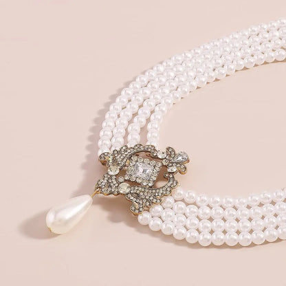 Retro Französisch Gericht Multi-Schicht Gefälschte Perle Halskette Frauen Junge Stil Modische Übertrieben Schlüsselbein Kette Schmuck So ist Leben