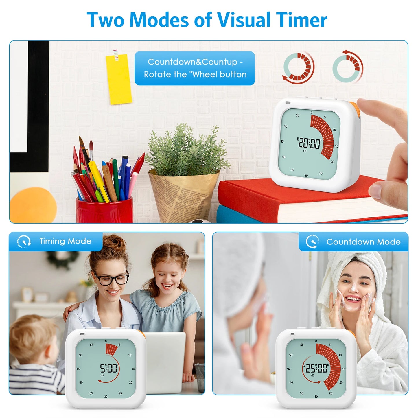 ORIA Visueller Timer, digitaler Countdown-Timer, 60 Minuten, leises Klassenzimmer-Timer-Management-Tool für Zuhause, Schule, Büro, Küche So ist Leben