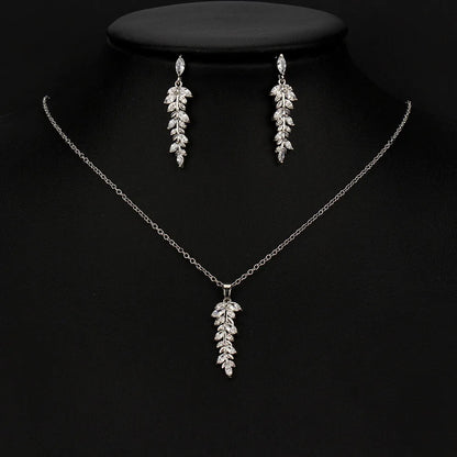 Zwei Größe Neue Design Luxus AAA Zirkon Olivenzweig Ohrringe und Anhänger Schmuck Sets Für Mode Frauen Hochzeit Schmuck Set AS128 So ist Leben