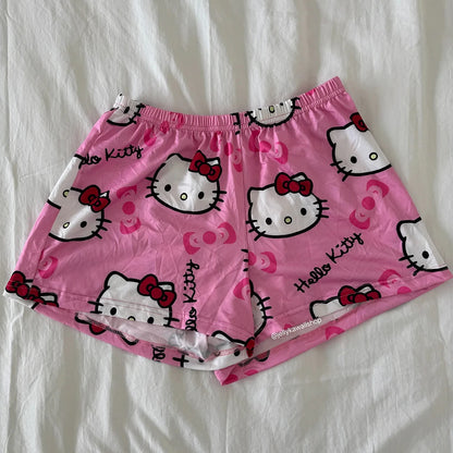 Hello Kitty Herbst/Winter Bequeme kurze Cartoon-Sportshorts für Kinder/Erwachsene, 2025, Weihnachtsmode, lässig, für Männer und Frauen, Paar-Shorts So ist Leben