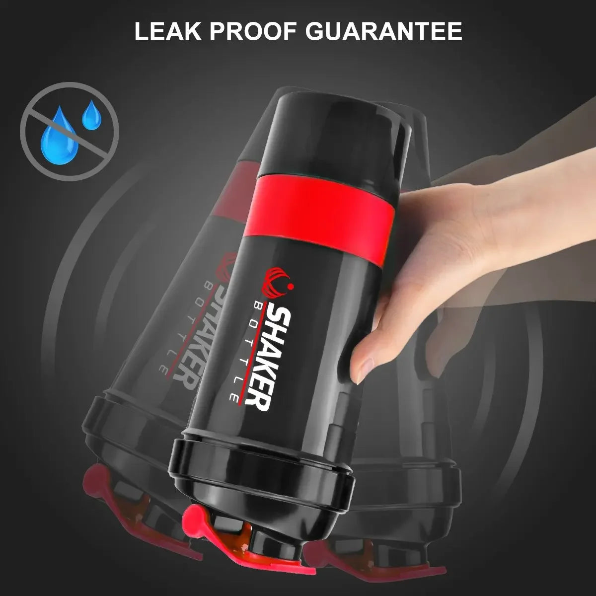 500 ml geschichtete Proteinflasche, Pulvershaker mit Pulver-Aufbewahrungsbehälter, große Wasserflasche, Wasserflasche mit Draht-Rührkugel So ist Leben