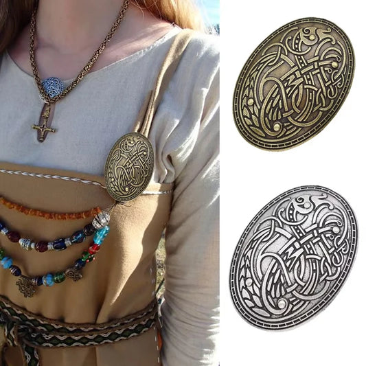 Wikinger waren Wolf geschnitzte Rune ethnische Frieden Brosche Totem Abzeichen Folk-Custom Accessoires Farbe Cosplay Corsage Schmuck für Frauen So ist Leben