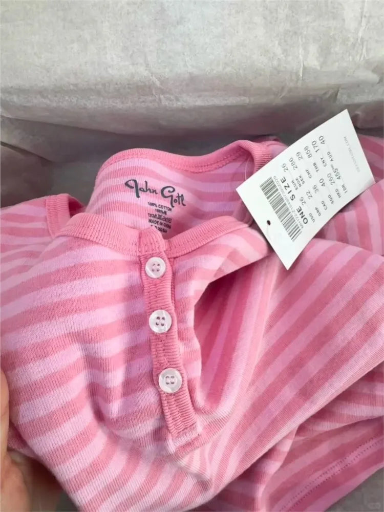 Y2K Langarmshirt Damen – Gestreift & Modern - So ist Leben