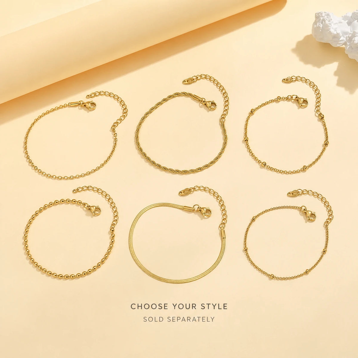 Dünnes Gliederarmband für Damen, Edelstahl 18K Vergoldet, Wasserfeste Zarte Stapelbare Handgelenkskette So ist Leben