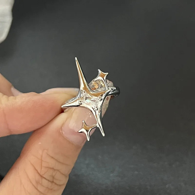 Y2K Kristall Ringe Kpop Herz Einstellbare Ring Unregelmäßige Geometrie Punk Vintage Ringe Set für Frauen Mädchen Neue Mode Schmuck So ist Leben