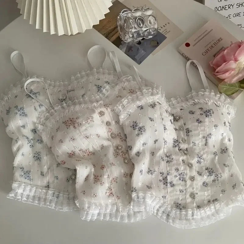 Florale Röhrenoberteile, französisches Holzohr-Saum-Unterhemd, atmungsaktive Spitzen-Tanktops für Damen, schöne Unterwäsche für den Sommer So ist Leben