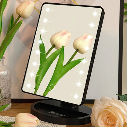 Beleuchteter Schminkspiegel, quadratischer, batteriebetriebener Schönheitsspiegel, Kosmetikspiegel mit Touchscreen, Helligkeit So ist Leben