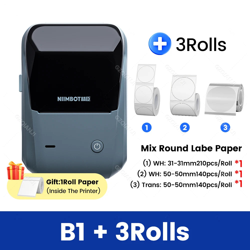 Original Niimbot B1 Etiketten drucker Farbe runde Aufkleber Handheld tragbare Bluetooth selbst klebende Etikettierung Business-Maschine klein So ist Leben
