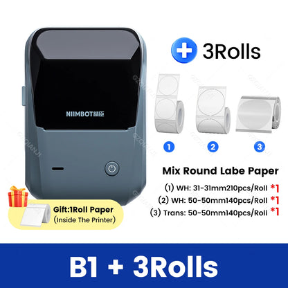 Original Niimbot B1 Etiketten drucker Farbe runde Aufkleber Handheld tragbare Bluetooth selbst klebende Etikettierung Business-Maschine klein So ist Leben