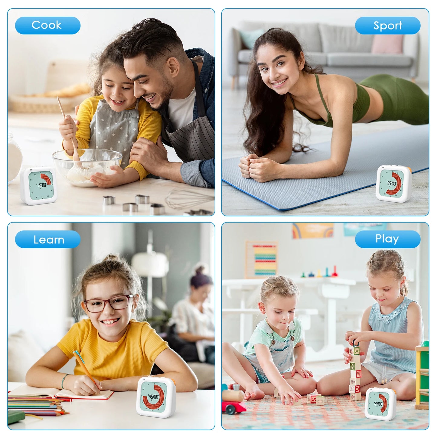 ORIA Visueller Timer, digitaler Countdown-Timer, 60 Minuten, leises Klassenzimmer-Timer-Management-Tool für Zuhause, Schule, Büro, Küche So ist Leben