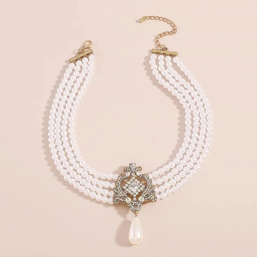 Retro Französisch Gericht Multi-Schicht Gefälschte Perle Halskette Frauen Junge Stil Modische Übertrieben Schlüsselbein Kette Schmuck So ist Leben