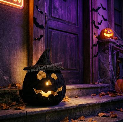 Halloween-Dekorationen Handgewebte Kürbislaterne aus Weide Hexenhut-Aufbewahrungsbox Dekorative Heim-Statue Ornamente Weihnachtsdekoration So ist Leben