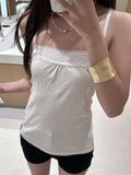 Spitze Trim Liebsten Tops Frauen Baumwolle Weiche Schlanke Weiß Sexy Ärmellose Leibchen Süße Nette Chic Tank Tops Y2K So ist Leben
