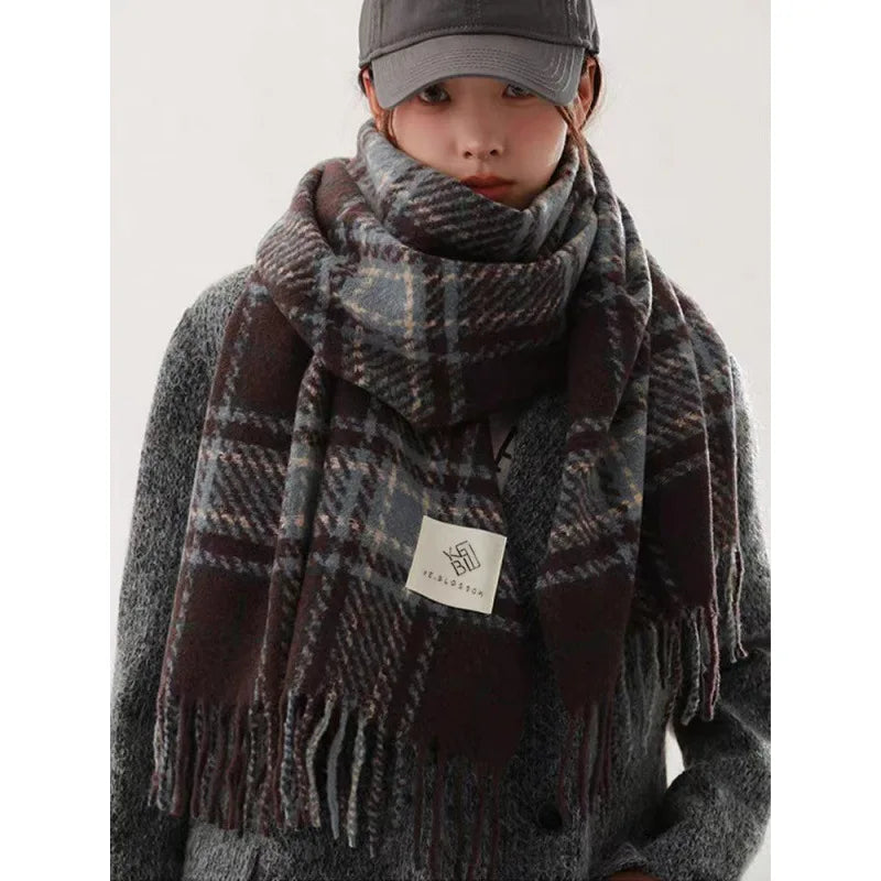 Retro koreanischen Stil Damen Schal Winter warm Quastenbesatz Nachahmung Kaschmir Schal Wrap Polyester frisch süß cremiger Stil So ist Leben