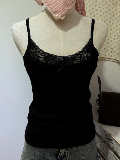 Spitze Trim Liebsten Tops Frauen Baumwolle Weiche Schlanke Weiß Sexy Ärmellose Leibchen Süße Nette Chic Tank Tops Y2K So ist Leben