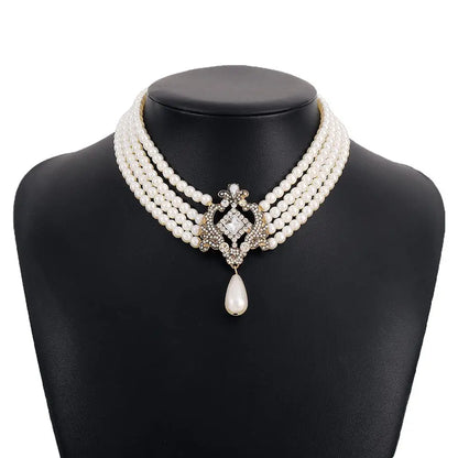 Retro Französisch Gericht Multi-Schicht Gefälschte Perle Halskette Frauen Junge Stil Modische Übertrieben Schlüsselbein Kette Schmuck So ist Leben