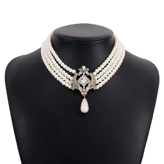 Retro Französisch Gericht Multi-Schicht Gefälschte Perle Halskette Frauen Junge Stil Modische Übertrieben Schlüsselbein Kette Schmuck So ist Leben