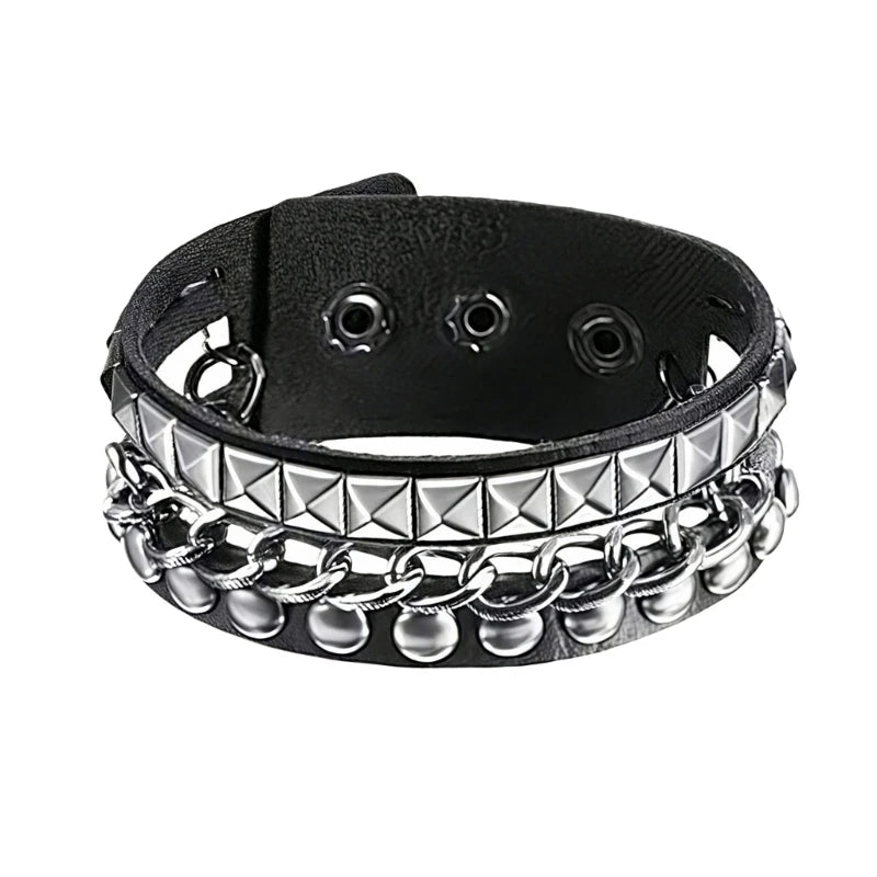 T5UF Stylish Punk Rock Armband Square Nieten Punk Armband Trendy Gothic Jewelry für Individualität und Komfort geeignet So ist Leben