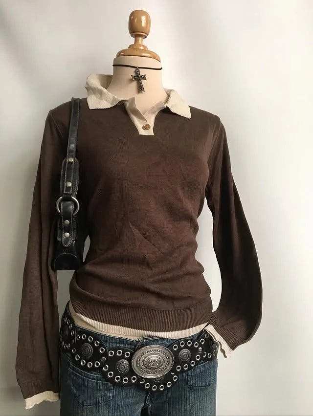 Spicy Girls Stripe Harajuku Y2k Langarm Top Streetwear Rock Goth Chic Crop Top Hip Hop Chic Langarm Pullover Mode Punk So ist Leben