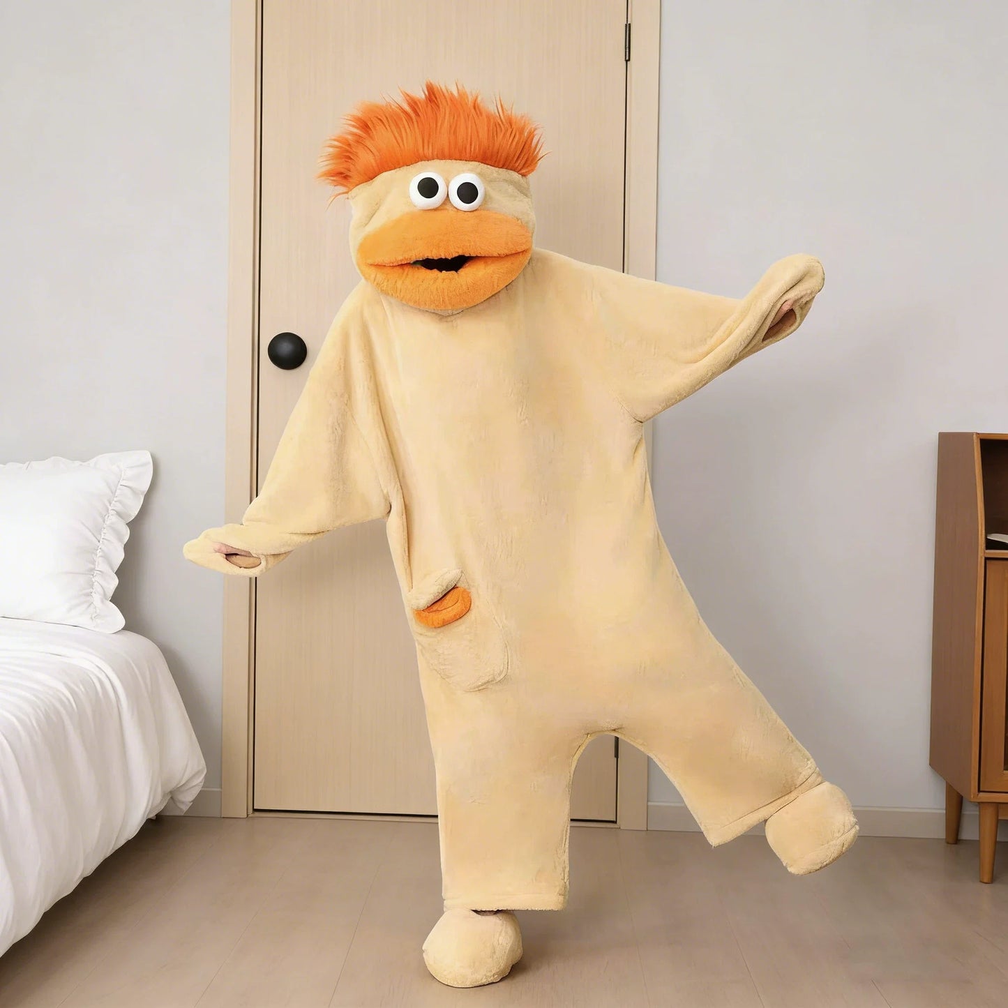 Generisches Big Mouth Monster Coral Fleece Onesie Pyjama Winter Dick Warm Hässlich Niedlich Lustig Haariger Erwachsenen-Loungewear Grün Hellblau So ist Leben