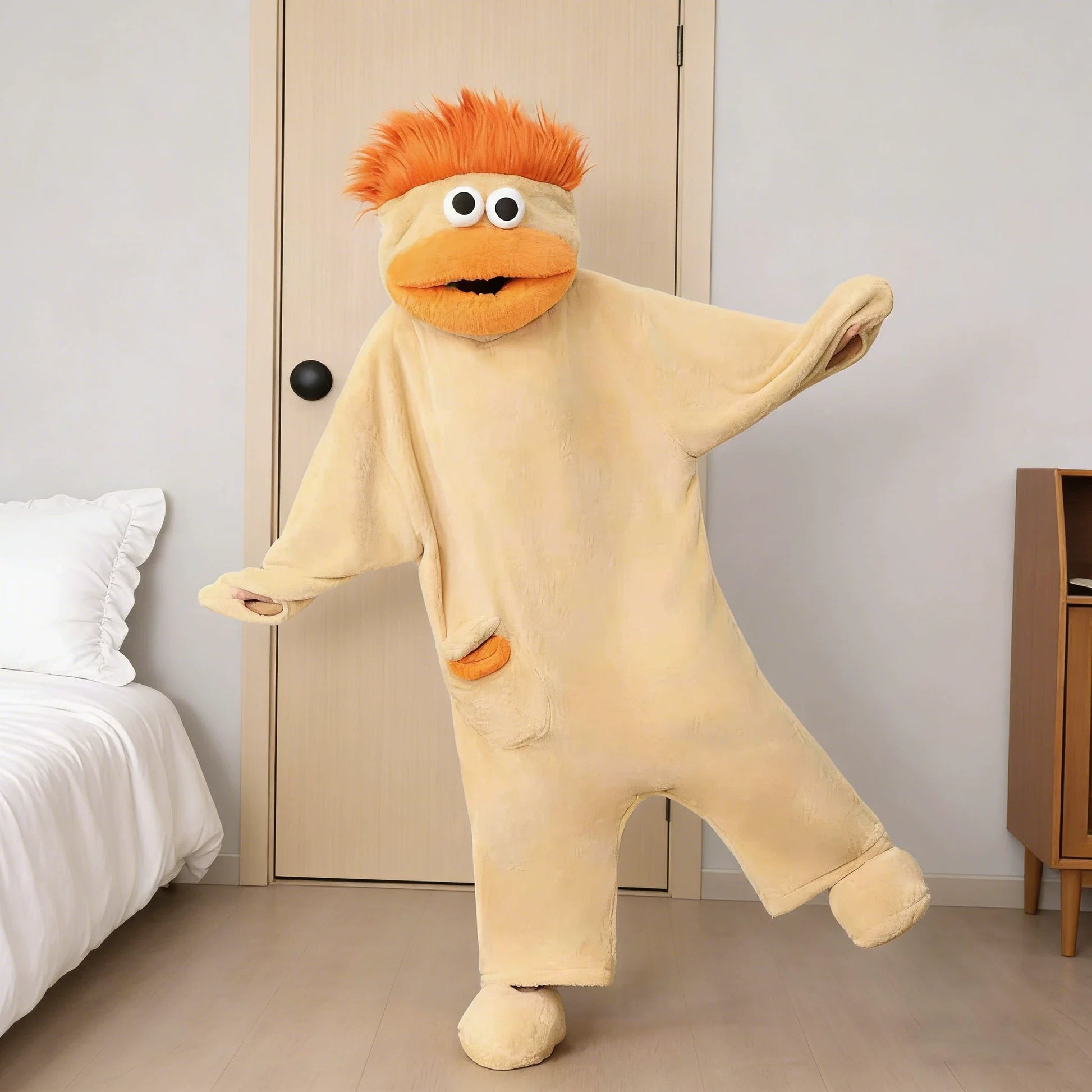 Generisches Big Mouth Monster Coral Fleece Onesie Pyjama Winter Dick Warm Hässlich Niedlich Lustig Haariger Erwachsenen-Loungewear Grün Hellblau So ist Leben