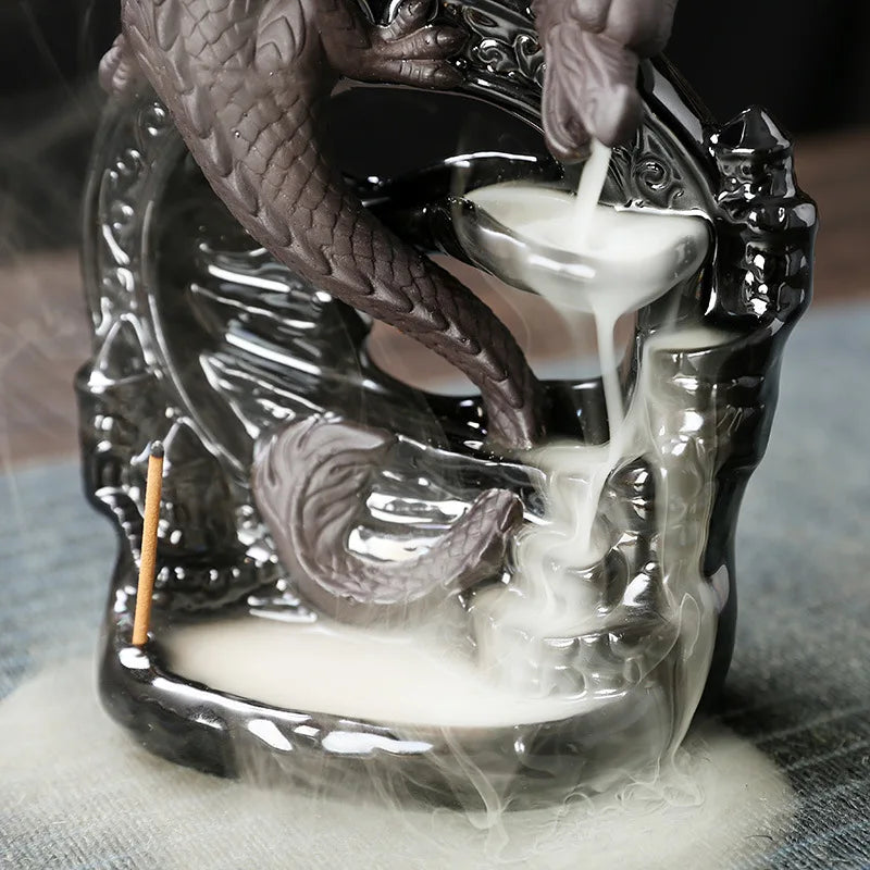 1 Stück Keramik Vintage Drache Rückfluss Weihrauchbrenner, Heimdekoration, Tischdekoration, Heimaromatherapie-Geschenk (ohne Weihrauch) So ist Leben