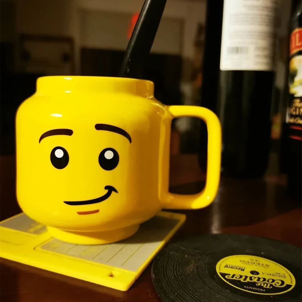 Cartoon-Keramikbecher, 250 ml, mit niedlichem Impish-Ausdruck, Figurenkopfmuster, Kaffee, Milch, Tee, Trinkgeschirr für Paare, Freunde, Familie So ist Leben