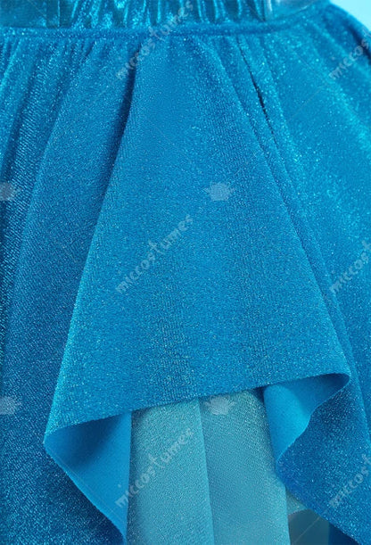 MOBBUNNY Damen Bloom Derivative Sexy Dessous-Kleid, tief ausgeschnitten, unregelmäßiges blaues Kleid mit Ärmeln, Halsband, Cosplay-Kostüm So ist Leben