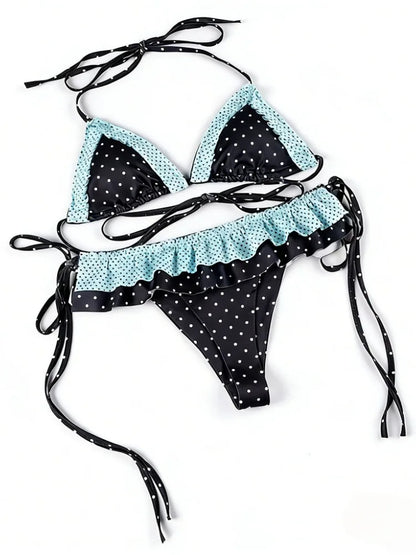 Hochgeschnittenes 2-Teiliges Bikini-Set für Damen 2026 - Bedruckte Trendige Bademode Schicke Strand-Urlaub Sommer-Party Mode So ist Leben