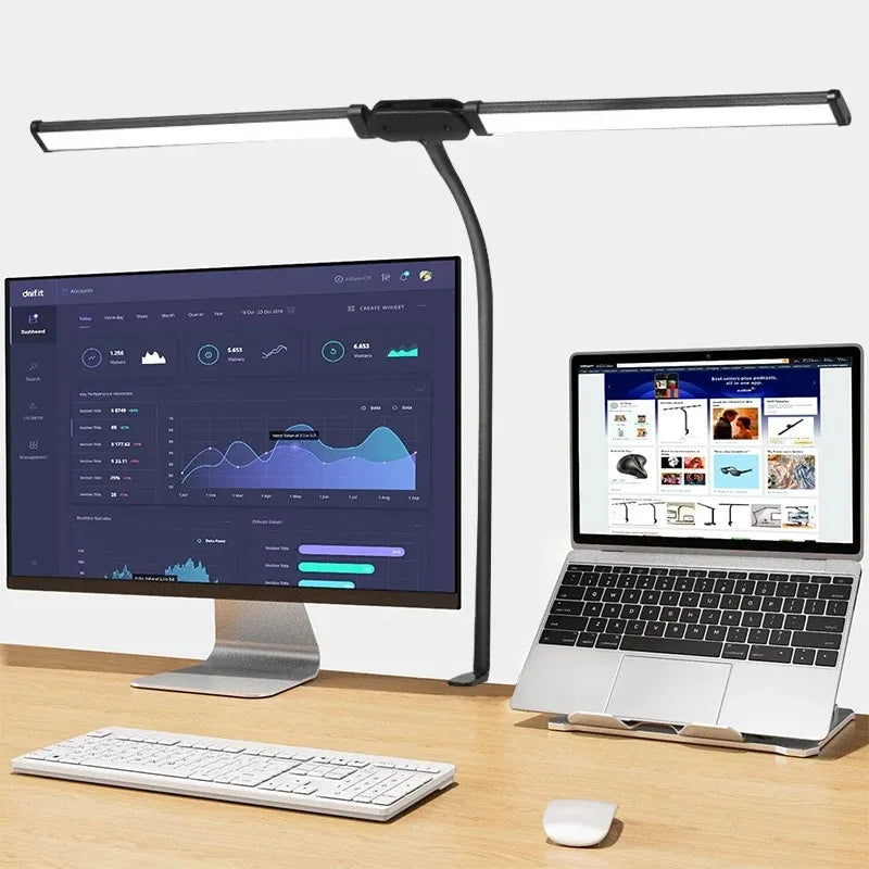 LED-Schreibtischlampe, Doppel-/Einzelkopf-Architekt-Schreibtischlampen, Büro, augenschonende Schreibtischleuchte, stufenlos dimmbar, verstellbare Schwanenhalslampe So ist Leben
