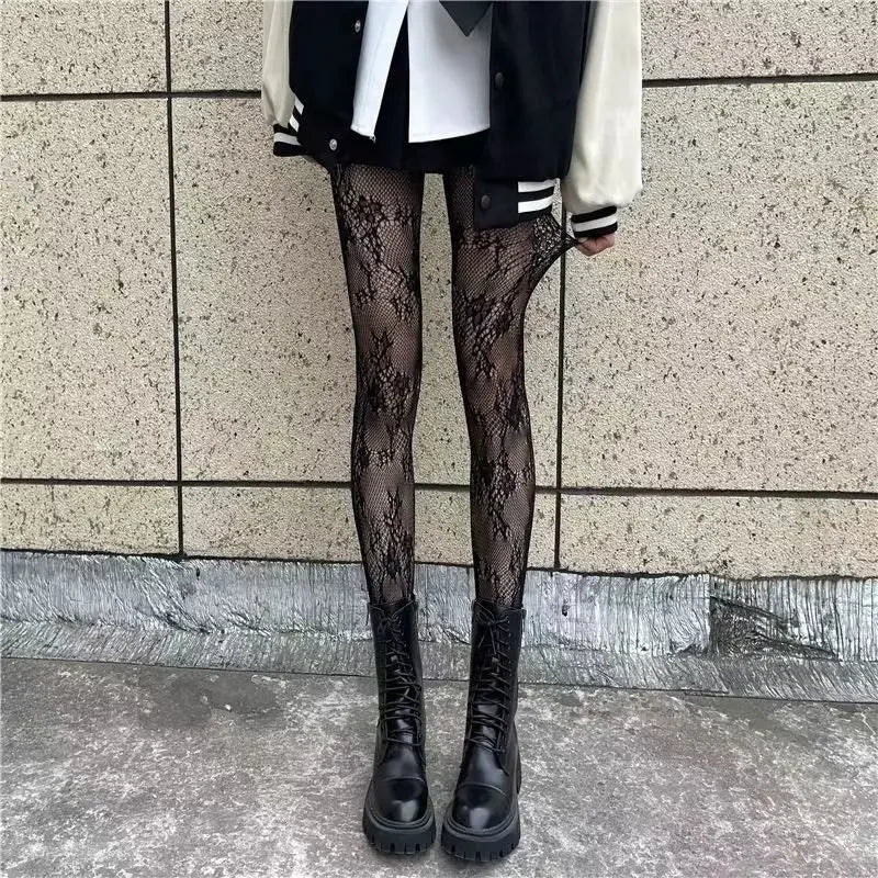 Klassische Lolita Höhlte Heraus Spitze Mesh Strümpfe Mit Flachem Boden Strumpfhosen Frauen Sexy Japanische Mädchen Gothic Punk Retro Spinne Web Strumpfhosen So ist Leben