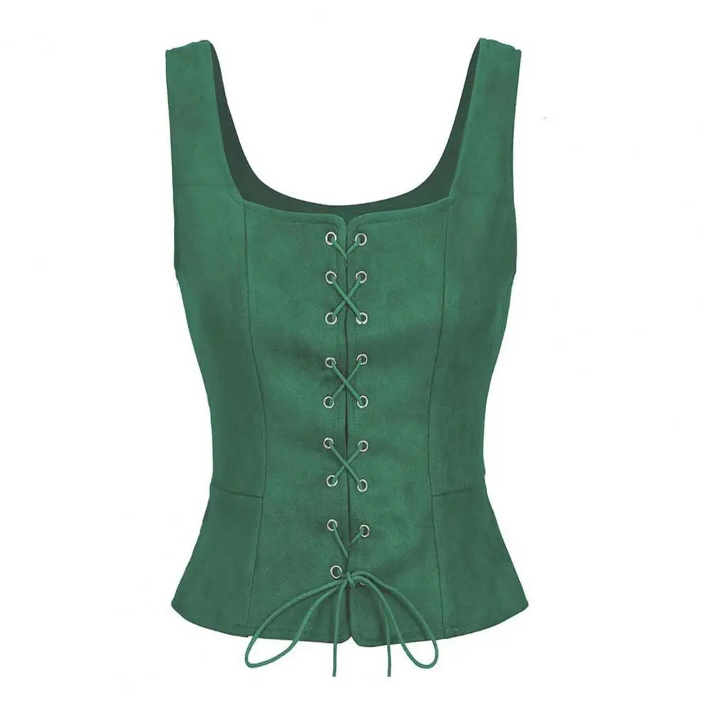 Vintage Damen-Weste, Schnürgurt, Renaissance, quadratischer Ausschnitt, ärmellos, mittelalterlich, schmale Passform, Halloween, Cosplay, Performance-Top So ist Leben
