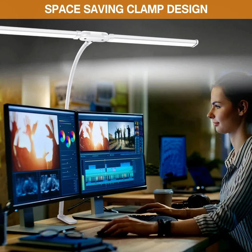 LED-Schreibtischlampe, Doppel-/Einzelkopf-Architekt-Schreibtischlampen, Büro, augenschonende Schreibtischleuchte, stufenlos dimmbar, verstellbare Schwanenhalslampe So ist Leben