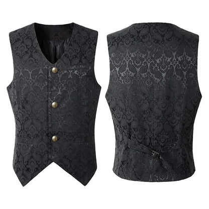 2024 Weste Herren Renaissance Steampunk Mantel Gothic Jacquard Weste Einreiher Business Formelle Kleidung Weste für Anzug So ist Leben