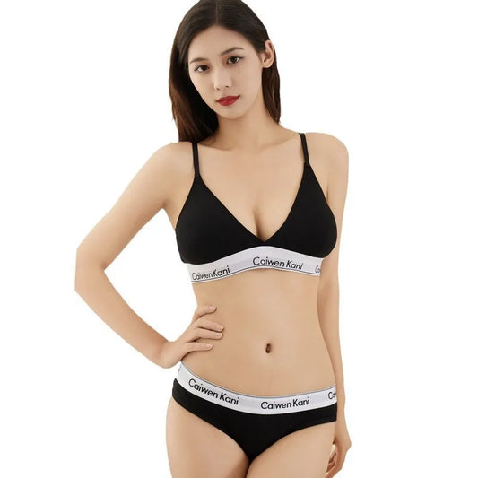 Damen-BH und Höschen-Set im japanischen Stil, dünn, Push-Up, ohne Bügel, Baumwolle, sexy Unterwäsche-Set für Teenager So ist Leben