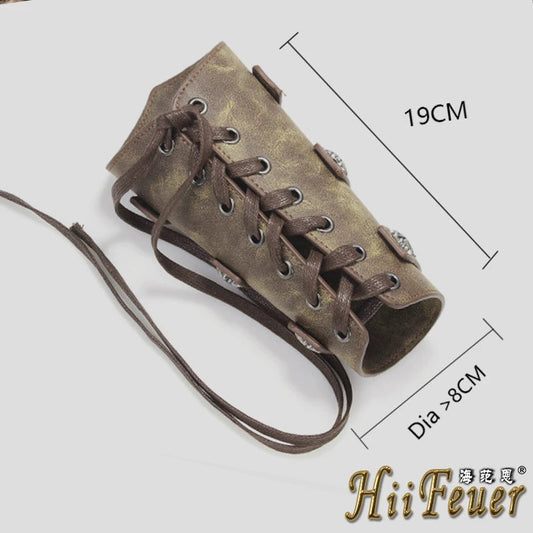 1Pc Männer Viking Krieger Ritter Gauntlet Armband Medieval Cosplay Requisiten Leder Niet Rüstung Arm Wärmer Verband Armschiene So ist Leben